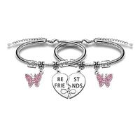 HULALA Bracelets assortis en forme de cœur pour meilleure amie, cadeau pour 2 femmes et filles, amitié, anniversaire, longue distance, Noël, 18cm-24cm, Acier inoxydable