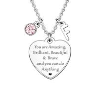 HULALA Collier avec initiale - Cadeau inspirant pour femme et adolescente - Collier à breloques en forme de cœur - Cadeau de motivation pour meilleure amie, fille, sœur, anniversaire, Noël, taille