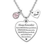 HULALA Collier pour nièce - Cadeau pour femme et fille - Anniversaire de Noël - Cœur en cristal - Bijoux pour nièce - You Are Braver Than You Believe