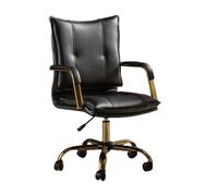 HULALA HOME Chaise de Bureau Moderne avec Accoudoirs, Hauteur Réglable, Pivotante en Similicuir, 5 Roulettes, Base Métallique Robuste, Noir