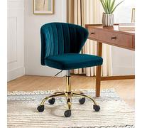 HULALA HOME Chaise de Bureau Moderne et Ergonomique, Fauteuil Coquille en Velours, Siège Roulante Pivotante à Dossier Bas Réglable,Gris