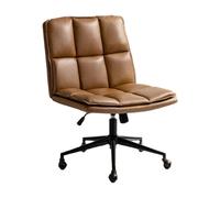 HULALA HOME Chaise de bureau moderne sans accoudoirs, assise en tailleur en similicuir végan, hauteur réglable, design élégant pour bureau à domicile, Came