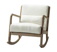 HULALA HOME Fauteuil à Bascule avec Coussin Lombaire Design Mid-Century Pieds en Bois pour Salon et Chambre Blanc