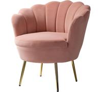 HULALA HOME Fauteuil en Velours à Dossier Épais, Fauteuil Lounge Moderne et Confortable avec Pieds Dorés, Idéal pour Salon et Chambre, Rose