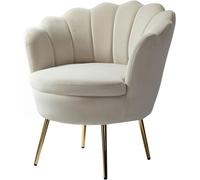 HULALA HOME Fauteuil en Velours avec Dossier Épais, Fauteuil Lounge Moderne et Confortable avec Pieds Dorés, Fauteuil de Lecture pour Salon et Chambre, Beige