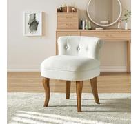 HULALA HOME Tabouret de Maquillage en Velours, Siège de Coiffeuse, Tabouret de Cosmétique Rembourré avec Pieds en Bois Massif pour la Chambre, Blanc