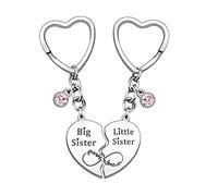 HULALA Lot de 2 porte-clés assortis Big Sis Lil Sis pour sœur - Cadeau d'anniversaire ou de Noël, Argenté., taille unique