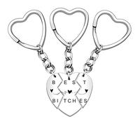 HULALA Lot de 3 porte-clés « Best Friends » pour femme avec pendentif puzzle en forme de cœur gravé, cadeaux d'amitié pour partir de longue distance, Best Bitches, taille unique