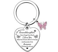 HULALA Porte-clés « To My Beautiful Granddaughter » - Cadeau d'anniversaire pour femmes et filles - Cadeau de Noël « Remember To Be Awesome I Love You », Argenté., taille unique