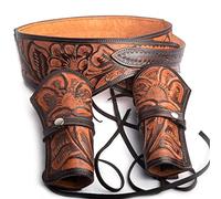Hulara Étui Ouest en Cuir Pleine Fleur pour Homme Cavalier Rugueux héritage 22 Étui Cowboy 357 Magnum .38/.357 Cal Revolver Étui(Taille-2 (38-40 Pouces) Double Face Marron Bicolore)