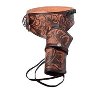 Hulara Étui Ouest en Cuir Pleine Fleur pour Homme Cavalier Rugueux héritage 22 Étui Cowboy 357 Magnum .38/.357 Cal Revolver Étui(Taille-5 (50-52 Pouces) Côté Gauche Marron Deux Tons)