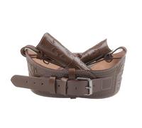 Hulara Étui Ouest en Cuir Pleine Fleur pour Homme Cavalier Rugueux héritage 22 Étui Cowboy 357 Magnum Étui et Ceinture .38/.357 Cal Revolver Étui(Taille-4 (46-48 Pouces) Marron Double Face)