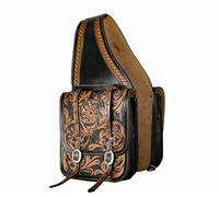 Hulara Sac de Selle Western en Cuir de Buffle Pleine Fleur pour Cheval - Sac de Selle Bicolore pour Chevaux