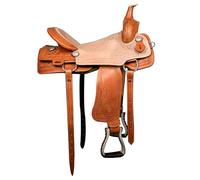 Hulara Selle de cheval Western en cuir sculpté confortable taille 43,2 cm selle western pour chevaux baril selle de course