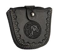 Hulara Top Grain Buff Leather Slingshot Munitions Holder Bag Storage Gun Ammo Case Marron avec Boucle de Ceinture et Fermeture en métal Sac de munitions pour la Chasse