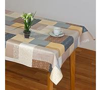 HuleHule Nappe en toile cirée 100 % PVC anti-taches et base en coton (Mirka Brown, 140 x 100 cm), Marron