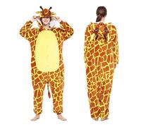 HULG Costume de Girafe pour Adulte - Costume d'halloween avec Capuche Girafe pour Adulte - Combinaison Animalier - Déguisement Animalier pour Les fêtes (Grand)