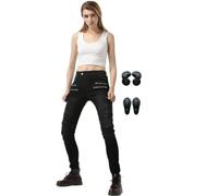 HULG Mademoiselle Protection Moto Pantalon Jeans Renforcé Avec Protection Doublure Moto Pantalon D'Équitation Avec Protéger Pads (black,M)