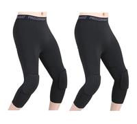 HULG Pantalon De Basket-Ball avec Genouillères,Pantalon De Basket-Ball pour Homme avec Genouillères 3/4 Capri Rembourré Collants De Compression Leggings Sports Protector Gear (Black,S)