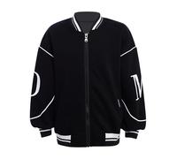 HULIJA Blouson Baseball Couleur Épeautre Enfants Garçon Bébé Fille Sweat Manches Longues Manteau Baseball Avec Poches Veste Hip Hop 18 Mois -8 Ans C Noir 5-6 ans