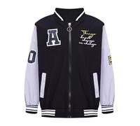 HULIJA Blouson Baseball Couleur Épeautre Enfants Garçon Bébé Fille Sweat Manches Longues Manteau Baseball Avec Poches Veste Hip Hop 18 Mois -8 Ans B Noir 7-8 ans