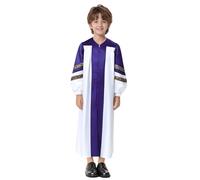 HULIJA Déguisement Halloween Enfants Garçons Filles Choeur Robe Cosplay Thème Party Costumes Tenue Arabes Manches Longues Robe Clergé 5-16 Ans Violet 9-10 ans