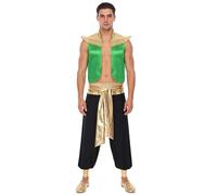 HULIJA Femme Adulte Costume De Gilet Et Pantalons Harem Deguisement Arabe Homme Déguisement Sultan Anniversaire Saint Valentin Vert Noir 3XL