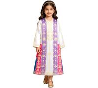 HULIJA Fille Robes De'Église pour Filles Ensemble Islamique Maxi Robes Chambre Et Tenues Dubaï Ensemble Robe en Deux Pièces École Blanc 5-6 Ans