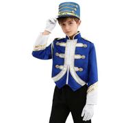 HULIJA Garçon Uniforme Rouge Fanfare Marche Pour Garçons Costume De Soldat Bleu 7-8 ans
