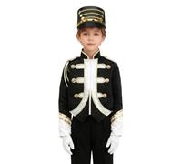 HULIJA Garçon Uniforme Rouge Fanfare Marche Pour Garçons Costume De Soldat Noir 7-8 ans
