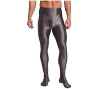 HULIJA Homme Elastique Collants Modelants Collant Nylon Collant Noir Opaque Cadeau De Saint-Valentin Ouvert Entrejambe Slip Sissy Mâle Café gris XL