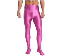 HULIJA Homme Elastique Collants Modelants Collant Nylon Collant Noir Opaque Cadeau De Saint-Valentin Ouvert Entrejambe Slip Sissy Mâle Rose vif M