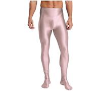 HULIJA Homme Elastique Collants Modelants Collant Nylon Collant Noir Opaque Cadeau De Saint-Valentin Ouvert Entrejambe Slip Sissy Mâle Rose clair L