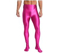 HULIJA Homme Elastique Collants Modelants Collant Nylon Collant Noir Opaque Cadeau De Saint-Valentin Ouvert Entrejambe Slip Sissy Mâle Rose Vif M