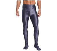 HULIJA Homme Elastique Collants Modelants Collant Nylon Collant Noir Opaque Cadeau De Saint-Valentin Ouvert Entrejambe Slip Sissy Mâle Gris L