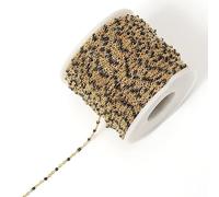 HULKAY 2 mètres Collier en Or chaîne en Acier Inoxydable coloré émail Perles chaînes en Vrac pour la Fabrication de Bijoux résultats de chaîne Composants Bricolage (black)