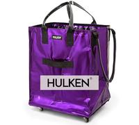 HULKEN - (Grand, Ultraviolet) Sac à provisions réutilisable sur roulettes, chariot de courses, fourre-tout roulant, fermeture à glissière, léger, capacité de charge jusqu’à 30 kg, se replie à plat