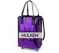 HULKEN (Petit, Ultraviolet) Sac à provisions réutilisable sur roulettes, chariot de courses, cabas roulant, fermeture éclair, léger, capacité de charge jusqu’à 30 kg, se replie à plat
