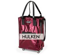 HULKEN - (Petite, Rouge) Sac de courses réutilisable sur roulettes. Le chariot de courses peut porter jusqu'à 15 kg, a des poignées robustes, une fermeture éclair et est plat, léger et pliable.
