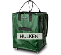 HULKEN Grand sac à roulettes réutilisable noir et sac de courses à roulettes - Valise à roulettes - Capacité de charge de 30 kg - Imperméable avec poignées robustes et fermeture éclair et roues, vert