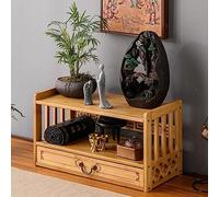 HULKI Table de méditation en autel avec rangement, table d'autel à 3 niveaux pour table spirituelle Puja avec tiroir, table de méditation pour salon, table basse de style oriental (taille : moyenne)