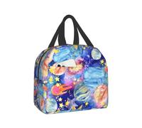 Hulnulnu Galaxy Sac à déjeuner isotherme réutilisable Motif planète colorée Pour pique-nique, bureau, travail