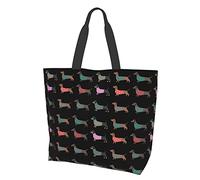 Hulnulnu Grand sac fourre-tout réutilisable avec poignée sur le dessus, motif teckel, pour voyage, travail, shopping, courses, Teckel, Taille unique