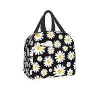 Hulnulnu Sac à déjeuner isotherme esthétique et réutilisable Motif marguerites Pour pique-nique, bureau, travail