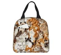 Hulnulnu Sac à déjeuner isotherme réutilisable avec motif chat mignon - Panier Repas Portable pour Transport de Nourriture, Pique-nique, Bureau, Travail