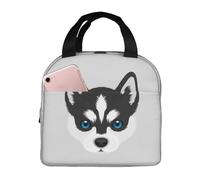 Hulnulnu Sac à déjeuner isotherme réutilisable avec motif chien husky et chiot - Boîte à déjeuner portable étanche pour pique-nique, bureau, travail