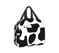 Hulnulnu Sac à déjeuner isotherme réutilisable avec motif vache noire et blanche pour pique-nique, bureau, travail