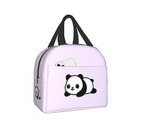 Hulnulnu Sac à déjeuner isotherme réutilisable Panier Repas avec motif panda violet - Pour pique-nique, bureau, travail