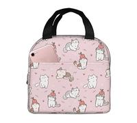Hulnulnu Sac à déjeuner isotherme thermique réutilisable avec motif chat mignon de dessin animé, sac à déjeuner étanche, pour pique-nique, bureau, travail