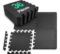 Hulser Tapis de Sport de Sol Salle de Fitness - 30 x 30 x 1 cm - 36 pièces - 3,24 m² - EVA - Tuiles de protection de sol - Tapis isolant en caoutchouc - Sous-tapis de sol de fitness - Sol de sport